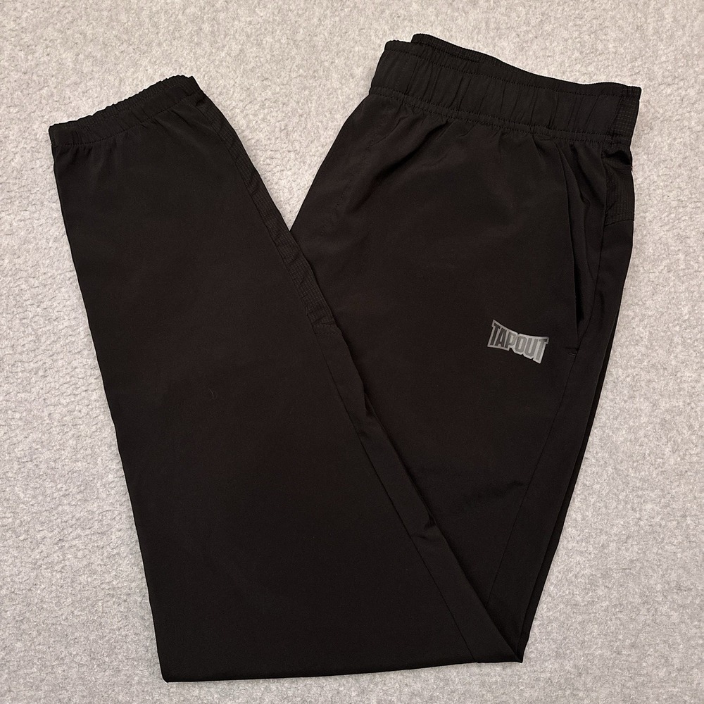 Tapout Joggers Mens Large‎ Black Lightweight Drawstring WWE MMA UFC Y2K READ